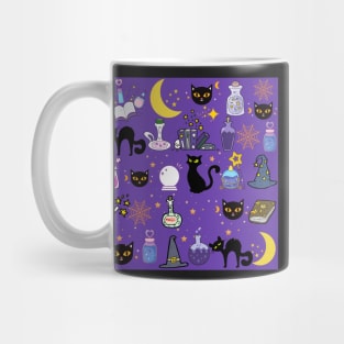 Black Cat Black Magic_Purple Background Mug